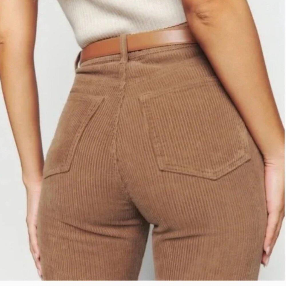 Reformation Cynthia Button Fly High Rise Straight Corduroy Pants Clay - Size 27